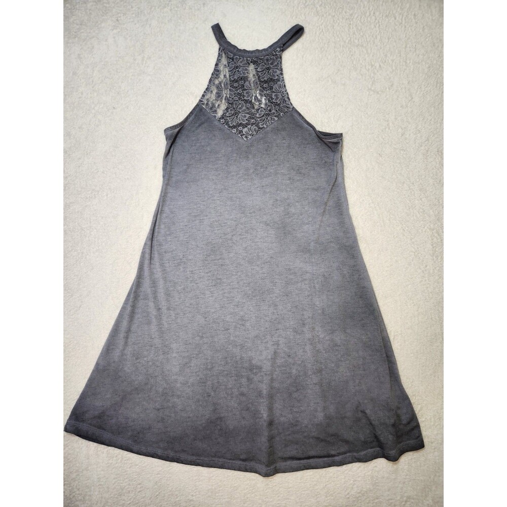 Mudd Women's S Sleeveless Halter Dress Gray Lace Accent Stretch
